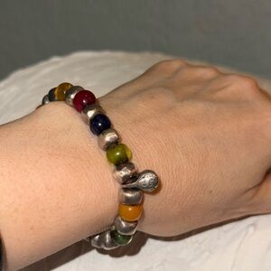 Multicolor unique Bead
Bracelet Navajo Sterling Silver handcrafted bracelet